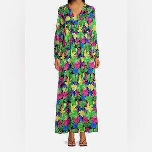 Skies are Blue Tropical Floral Maxi Dress
